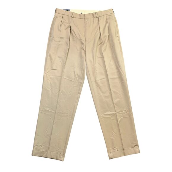 Vintage Polo Ralph Lauren Pants Mens *36 Bison Pleated Performance Cuffed Chino - Picture 1 of 13